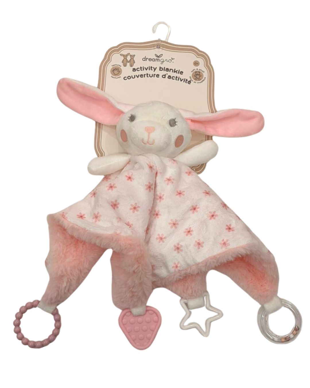 Peluche de actividad sensorial para bebe conejita rosa ideal para carreola