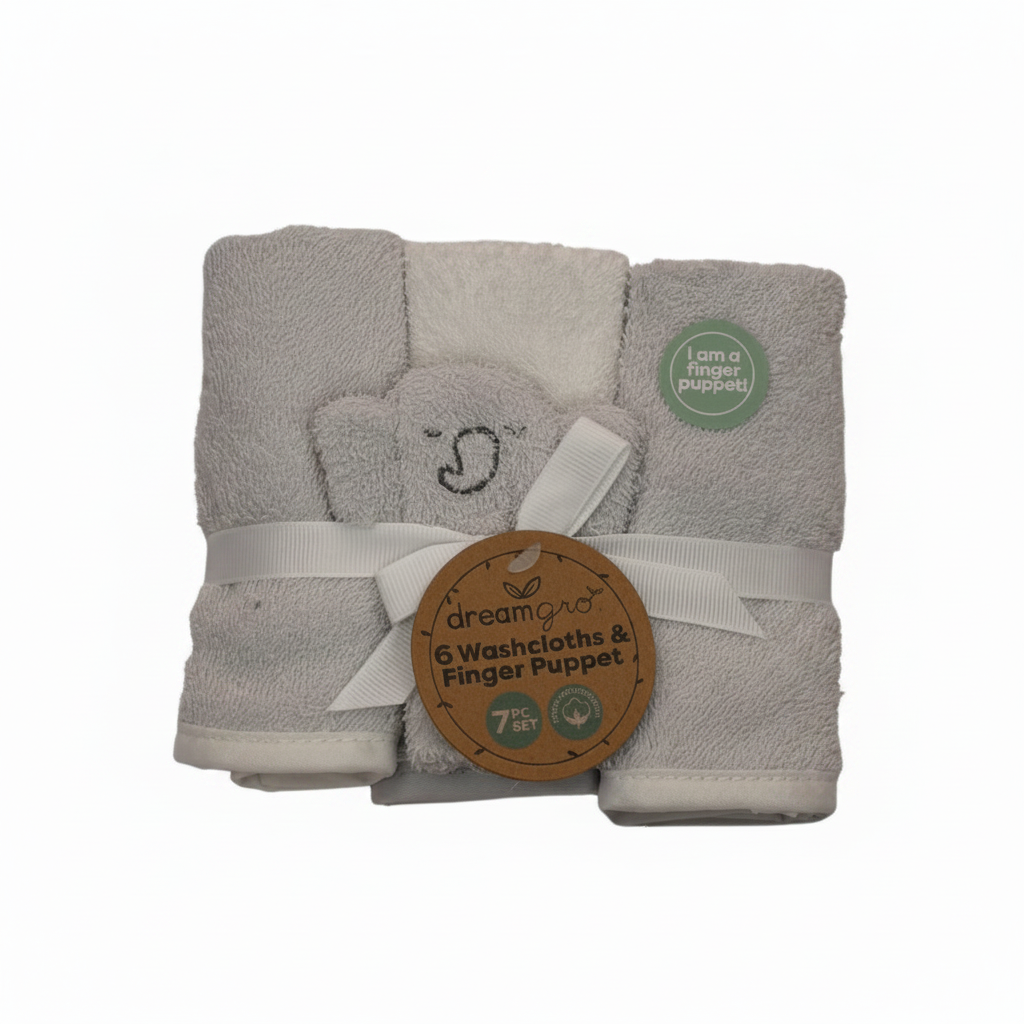 6 pcs toalla facial para bebe elefante gris