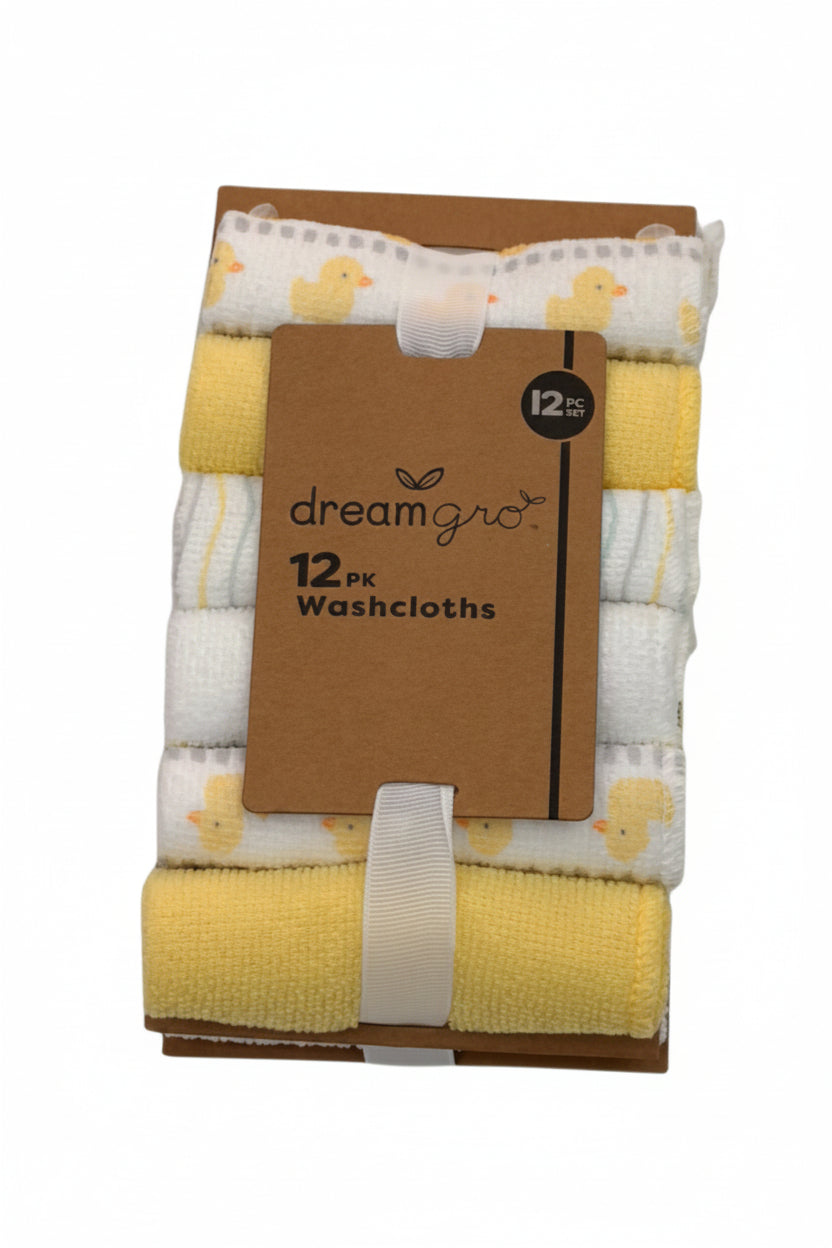 12 pcs toalla facial para bebe diseño patito amarillo