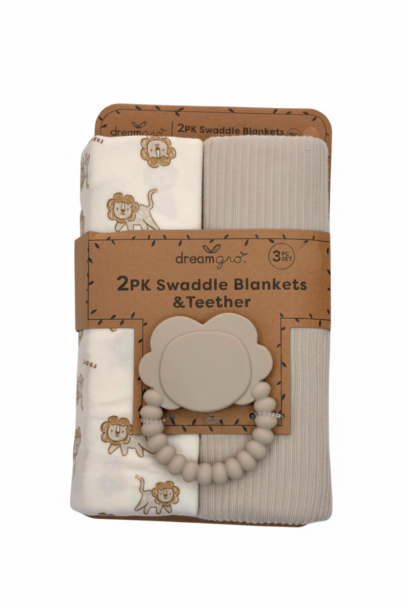 2 pcs sabana algodón mordedera leon beige para bebe