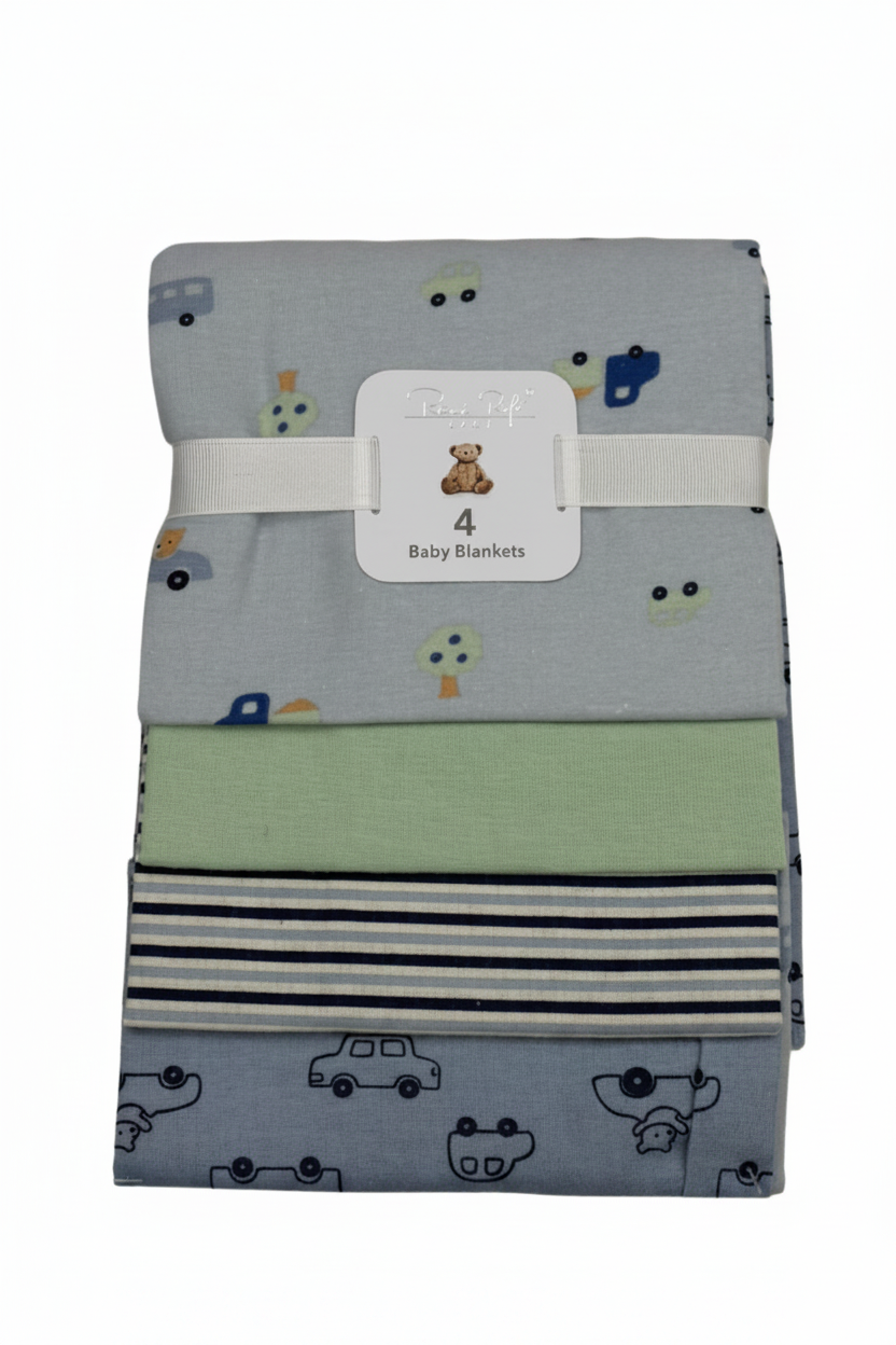 4 pcs sábanas de algodón diseño carrito verde azul ligeras comodas para bebe