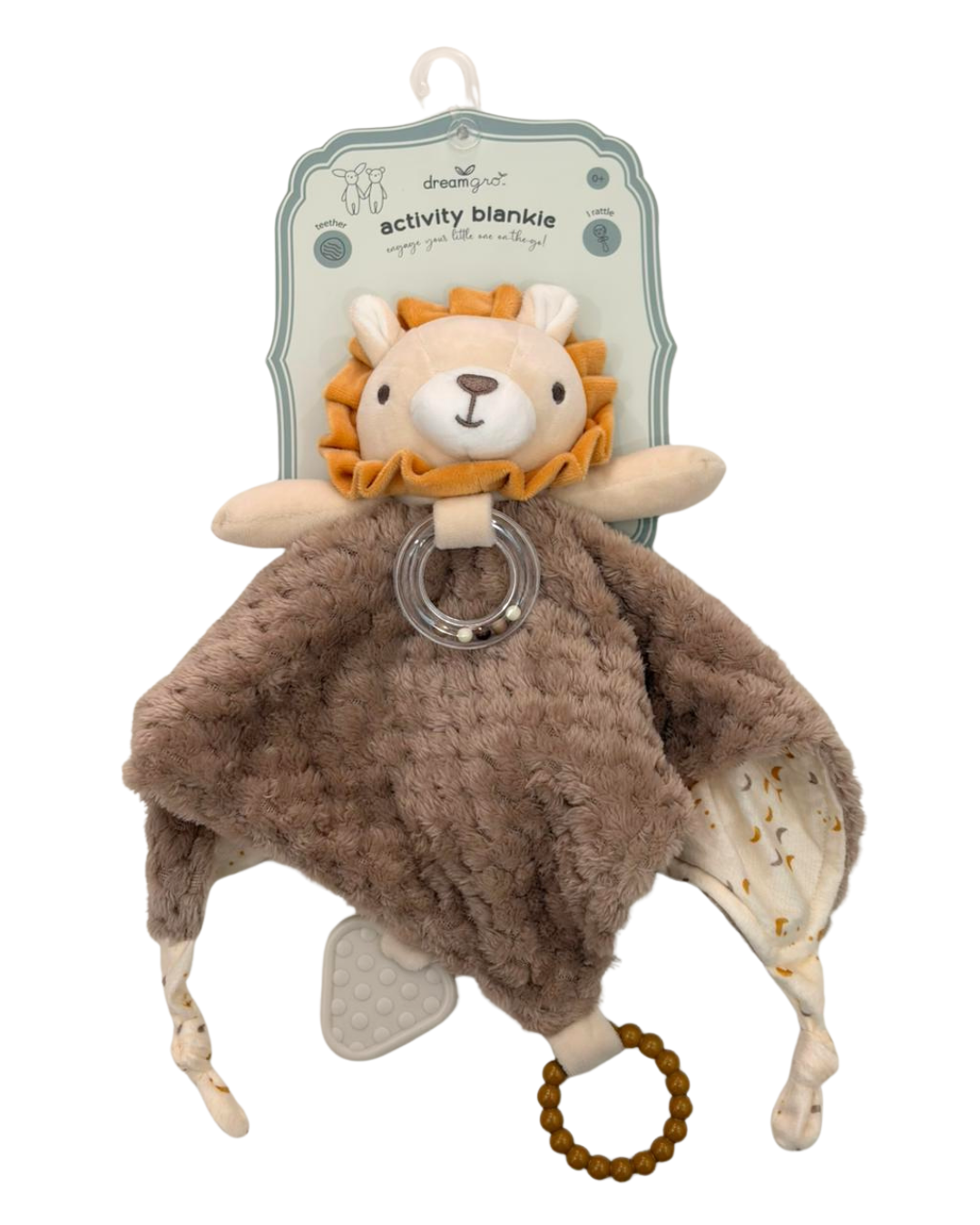 Peluche de actividad sensorial para bebe leon beige ideal para carreola