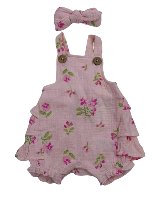 2 pcs body gasa tiara flores rosa para niña
