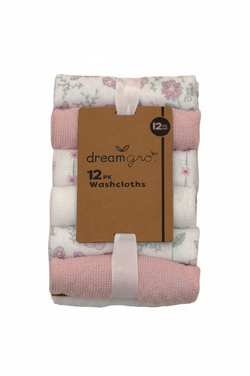 12 pcs toalla facial para bebe diseño de flores rosas