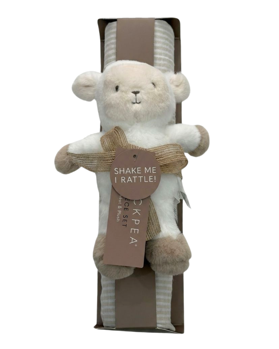 2 pcs sábana de gasa con tierno peluche sonajero oveja blanca
