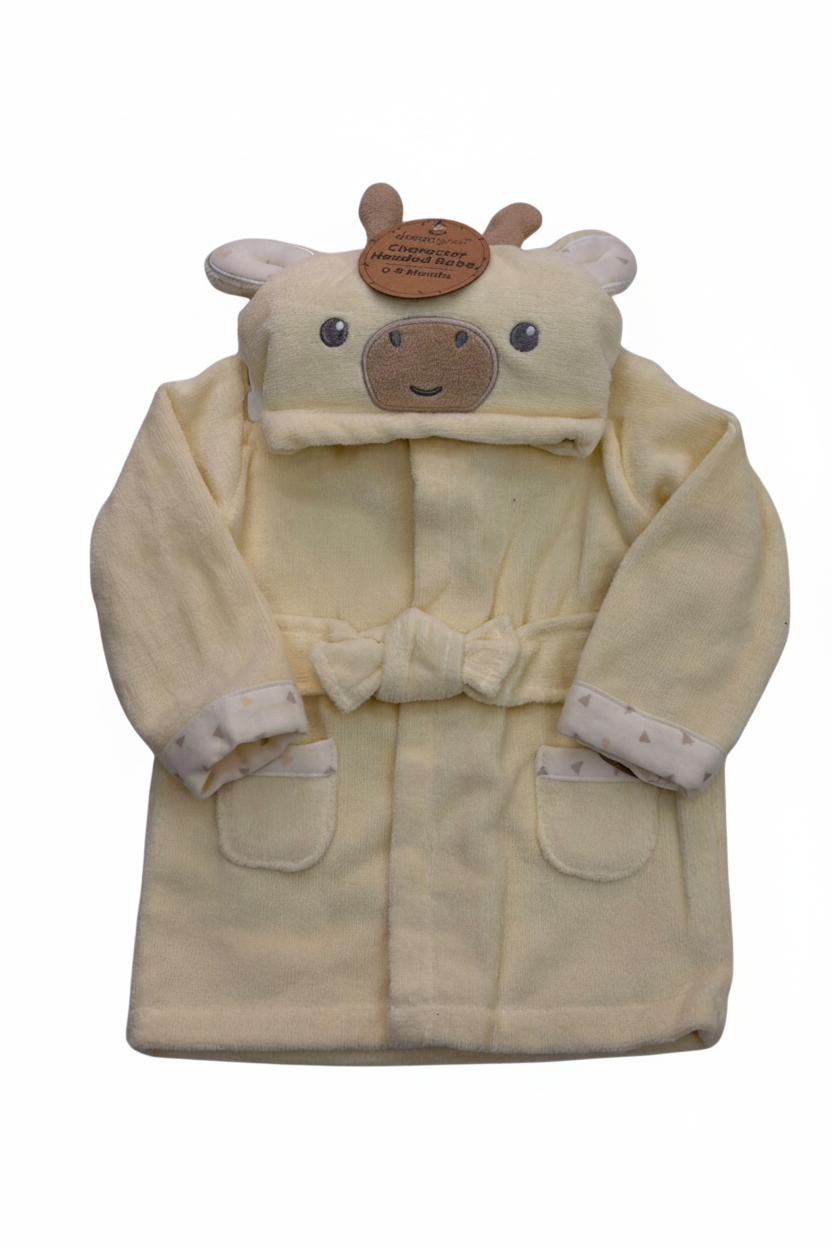 Salida de baño para bebe capucha jirafa amarilla