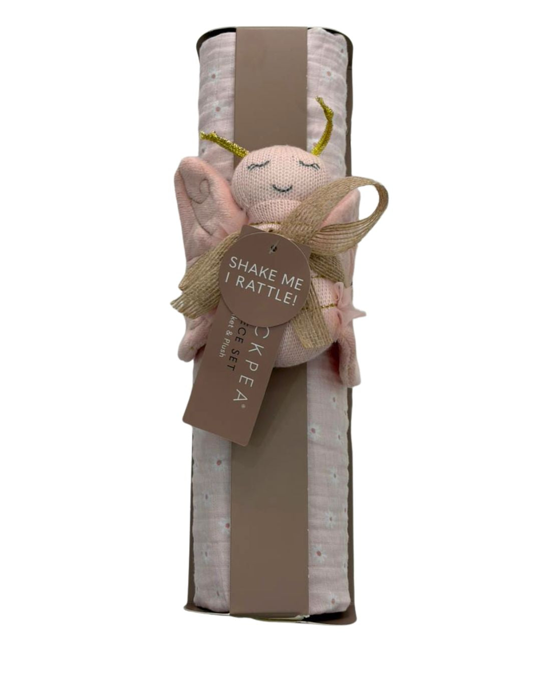 2 pcs sábana de gasa con tierno peluche sonajero mariposa rosa