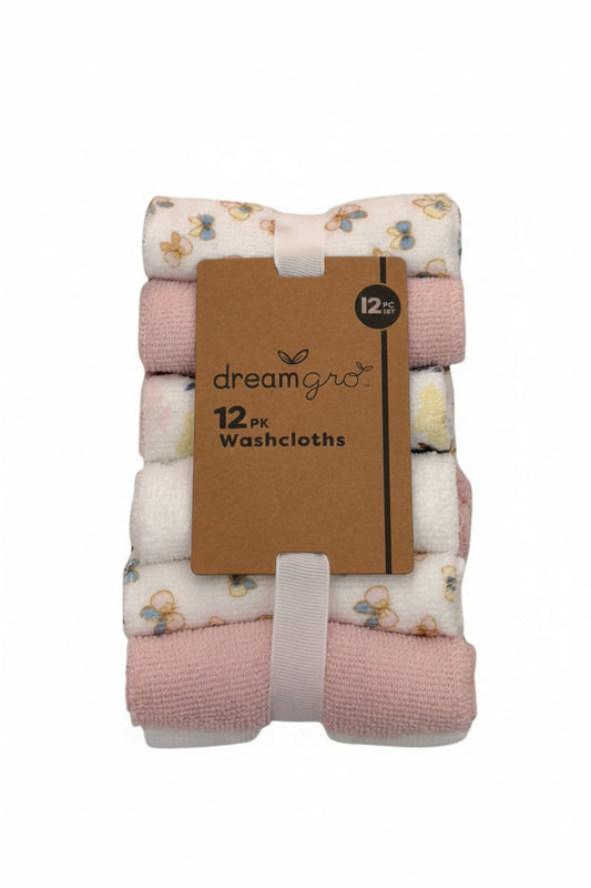 12 pcs toalla facial para bebe diseño mariposas amarillas rosa