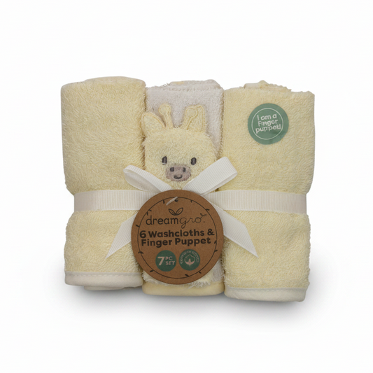 6 pcs toalla facial para bebe jirafa amarilla