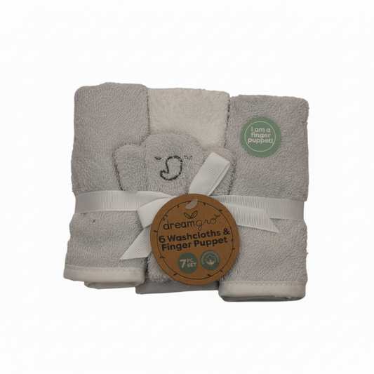 6 pcs toalla facial para bebe elefante gris