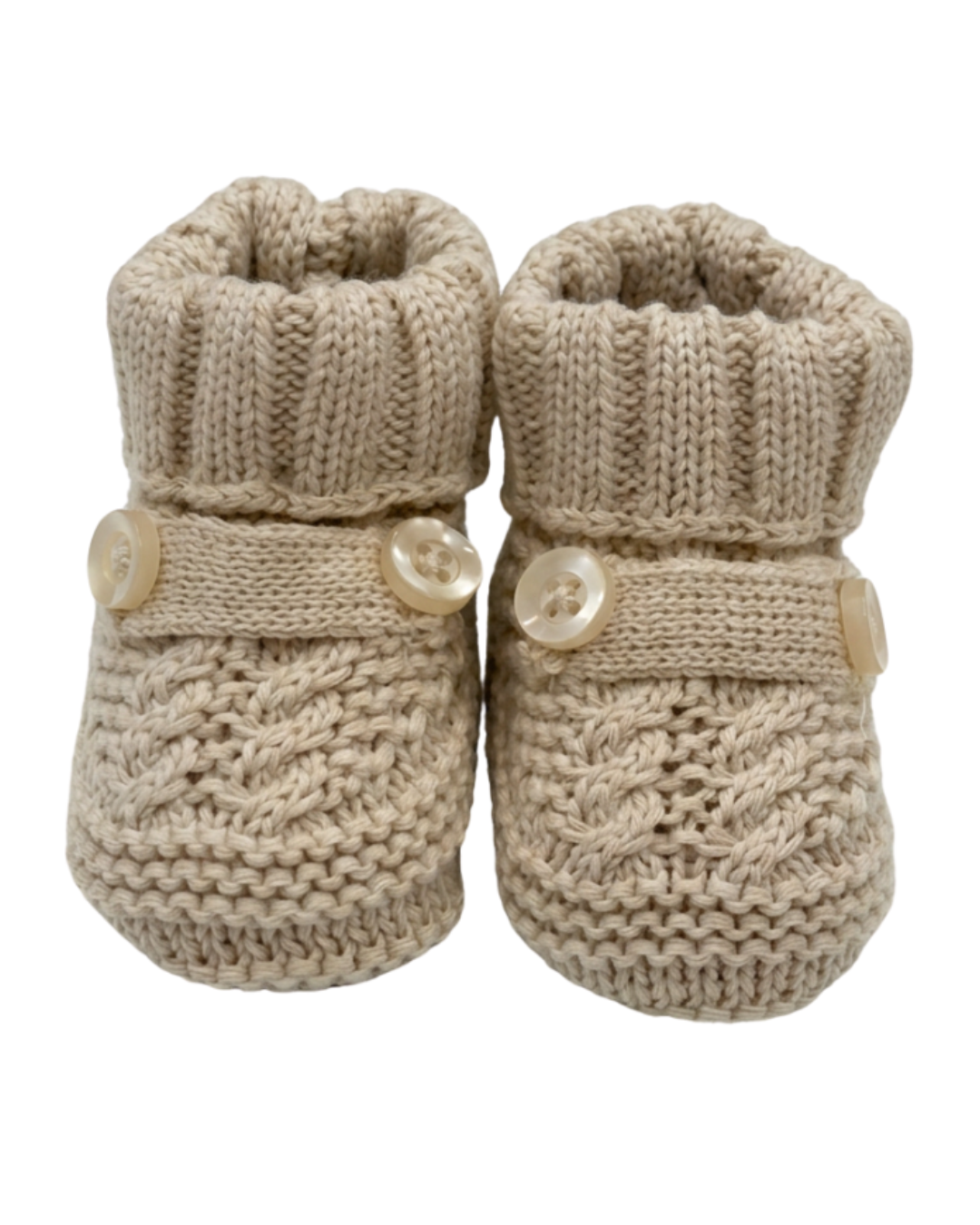 Zapato crochet beige con detalle de botones para recien nacido