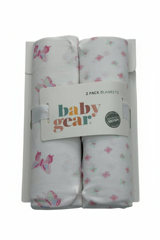 2 pcs sabana de algodon blanca diseño de mariposa rosa para bebe
