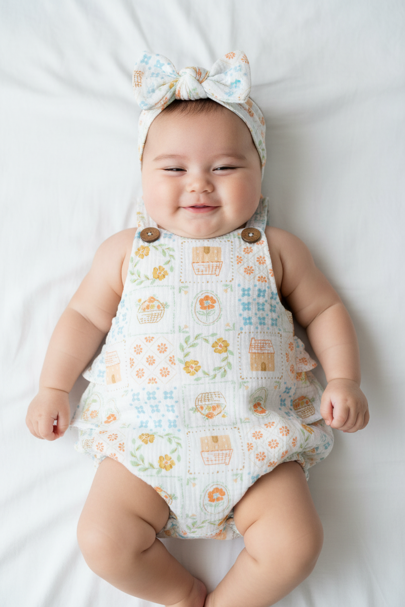 2 pcs body gasa tiara flor naranja para niña