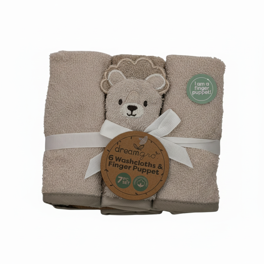 6 pcs toalla facial para bebe leon beige