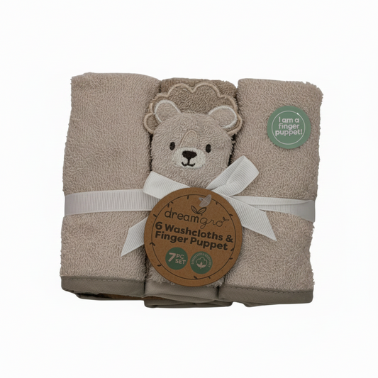 6 pcs toalla facial para bebe leon beige