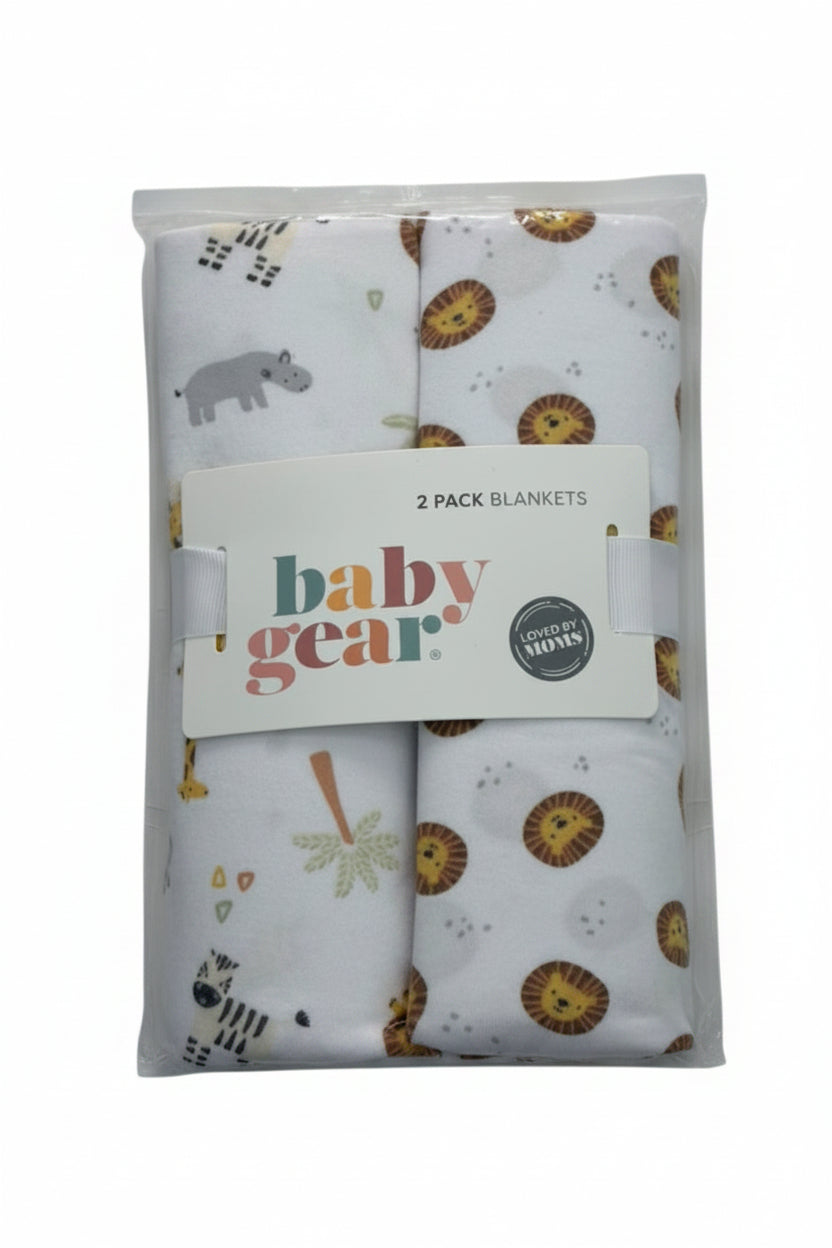 2 pcs sabana de algodon blanca diseño de safari para bebes