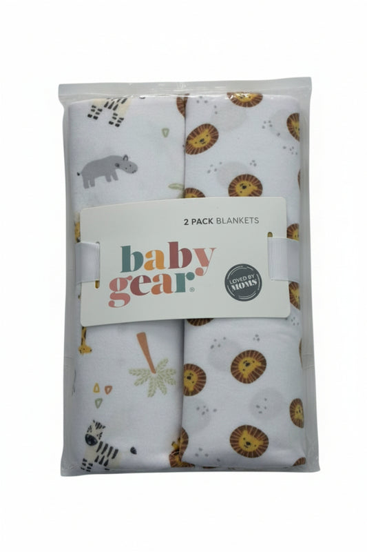 2 pcs sabana de algodon blanca diseño de safari para bebes