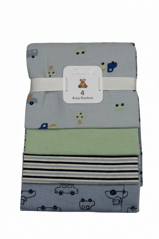 4 pcs sábanas de algodón diseño carrito verde azul ligeras comodas para bebe