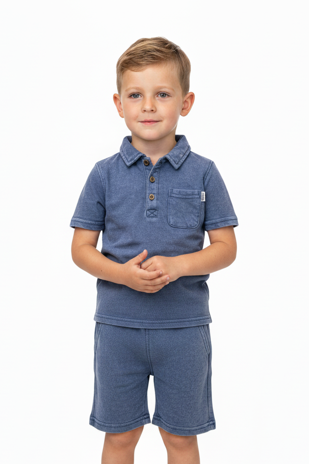 Set 2 pcs short dkny algodon azul mezclilla para niño