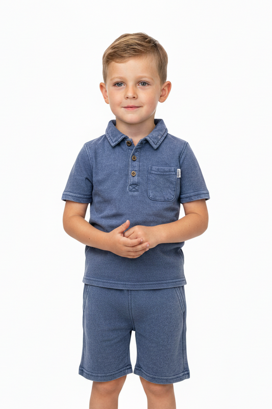 Set 2 pcs short dkny algodon azul mezclilla para niño