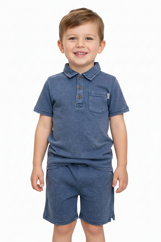 Set 2 pcs short dkny algodon azul mezclilla para niño
