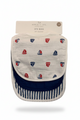 3 pcs babero de gasa suave y transpirable de veleros tonos azul textura de toalla absorbente