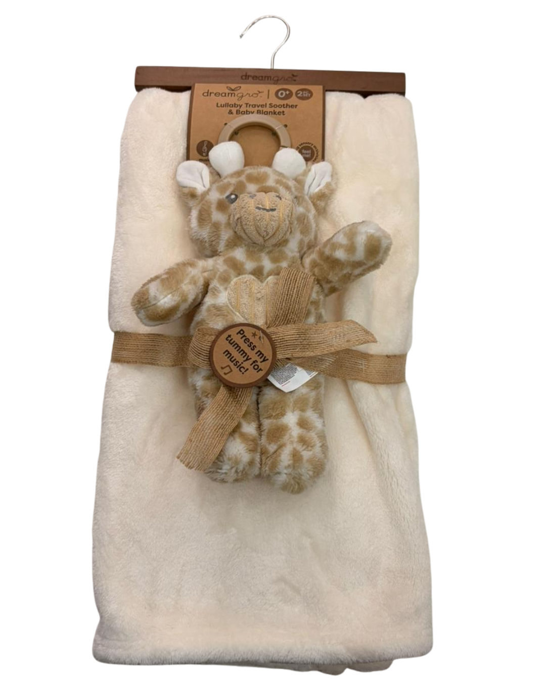 Cobija peluche grande musical jirafa beige para bebe