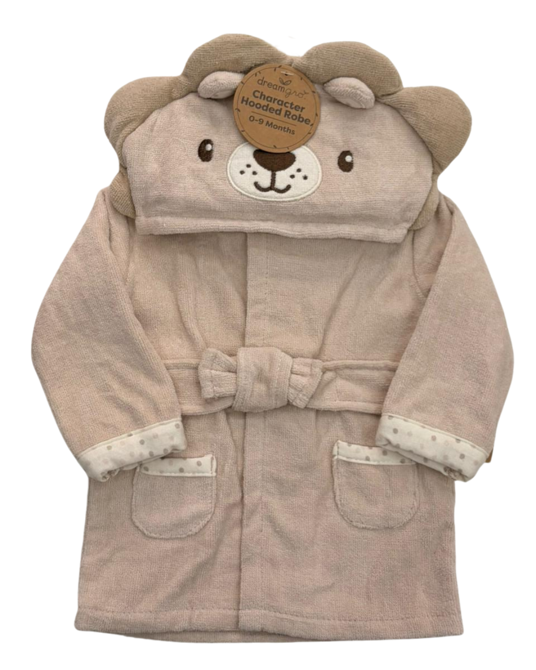 Salida de baño para bebe capucha leon beige