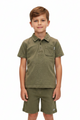 Set 2 pcs short dkny algodon verde militar para niños