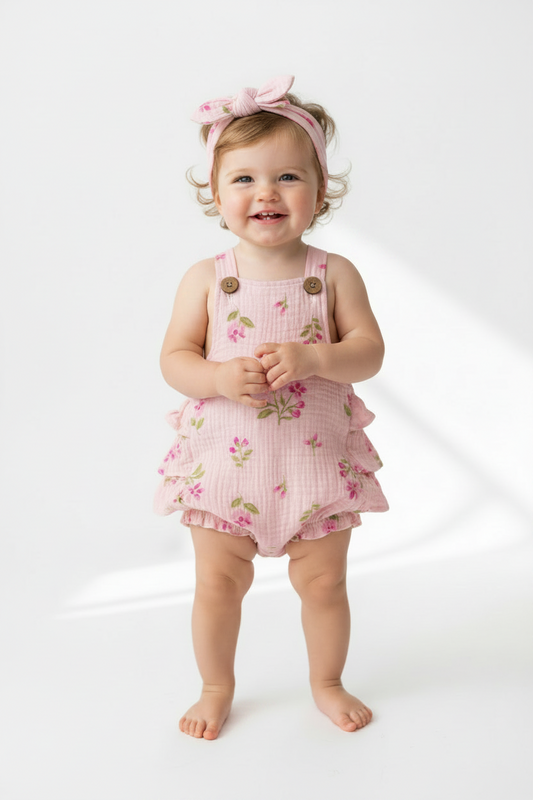 2 pcs body gasa tiara flores rosa para niña