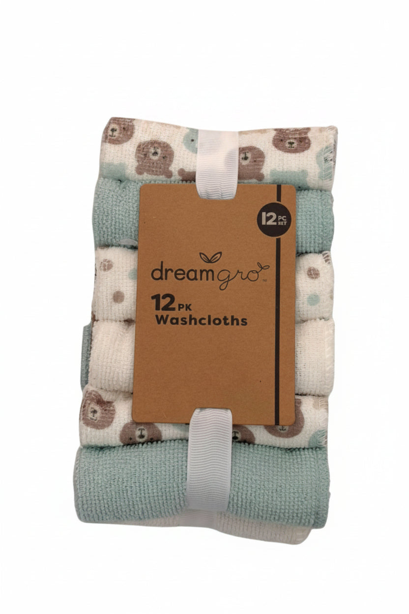 12 pcs toalla facial para bebe diseño osito verde