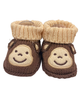 Zapato crochet changuito cafe con beige tipo calcetin para recien nacido