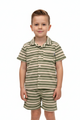 Set 2 pcs short dkny rayas verde tejido para niño