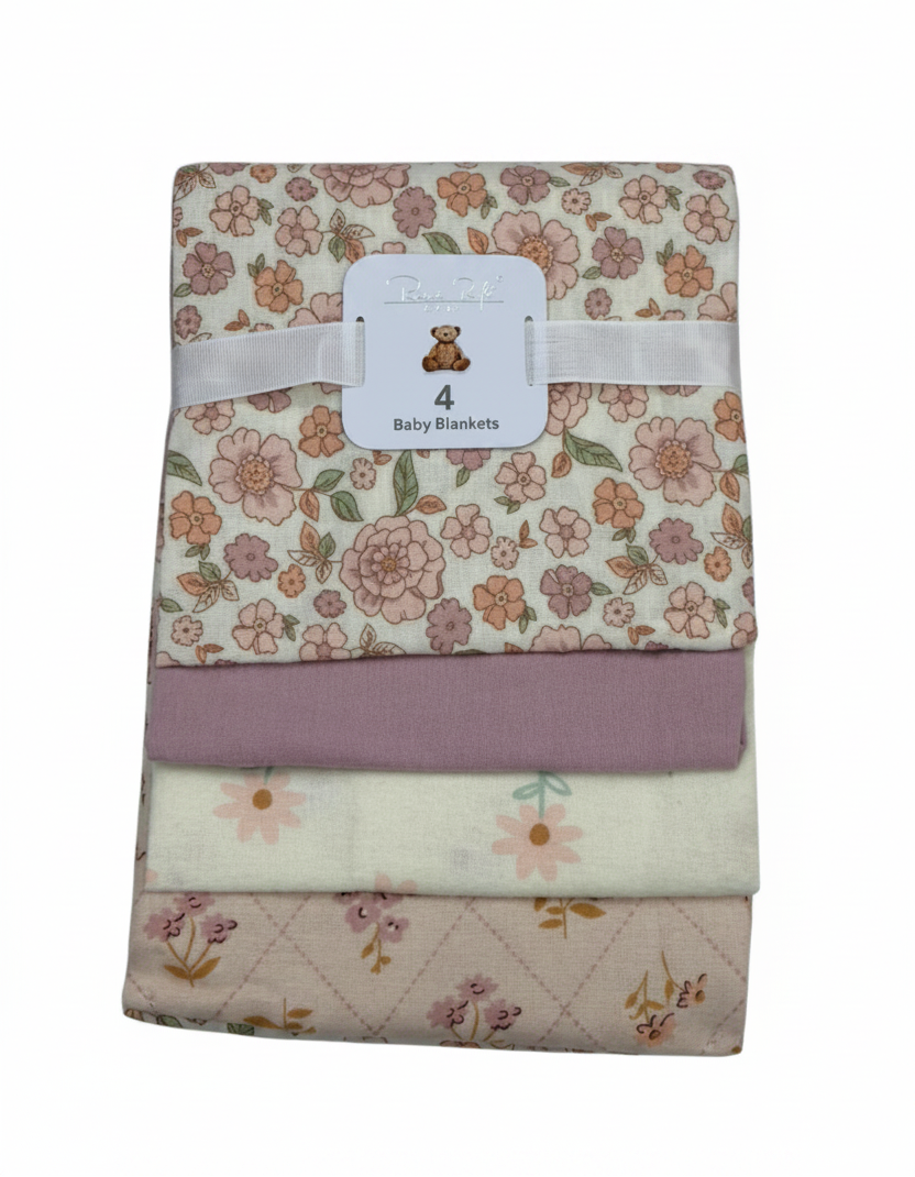 4 pcs sábanas de algodón diseño flores lilas ligeras comodas para bebe