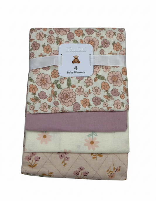 4 pcs sábanas de algodón diseño flores lilas ligeras comodas para bebe