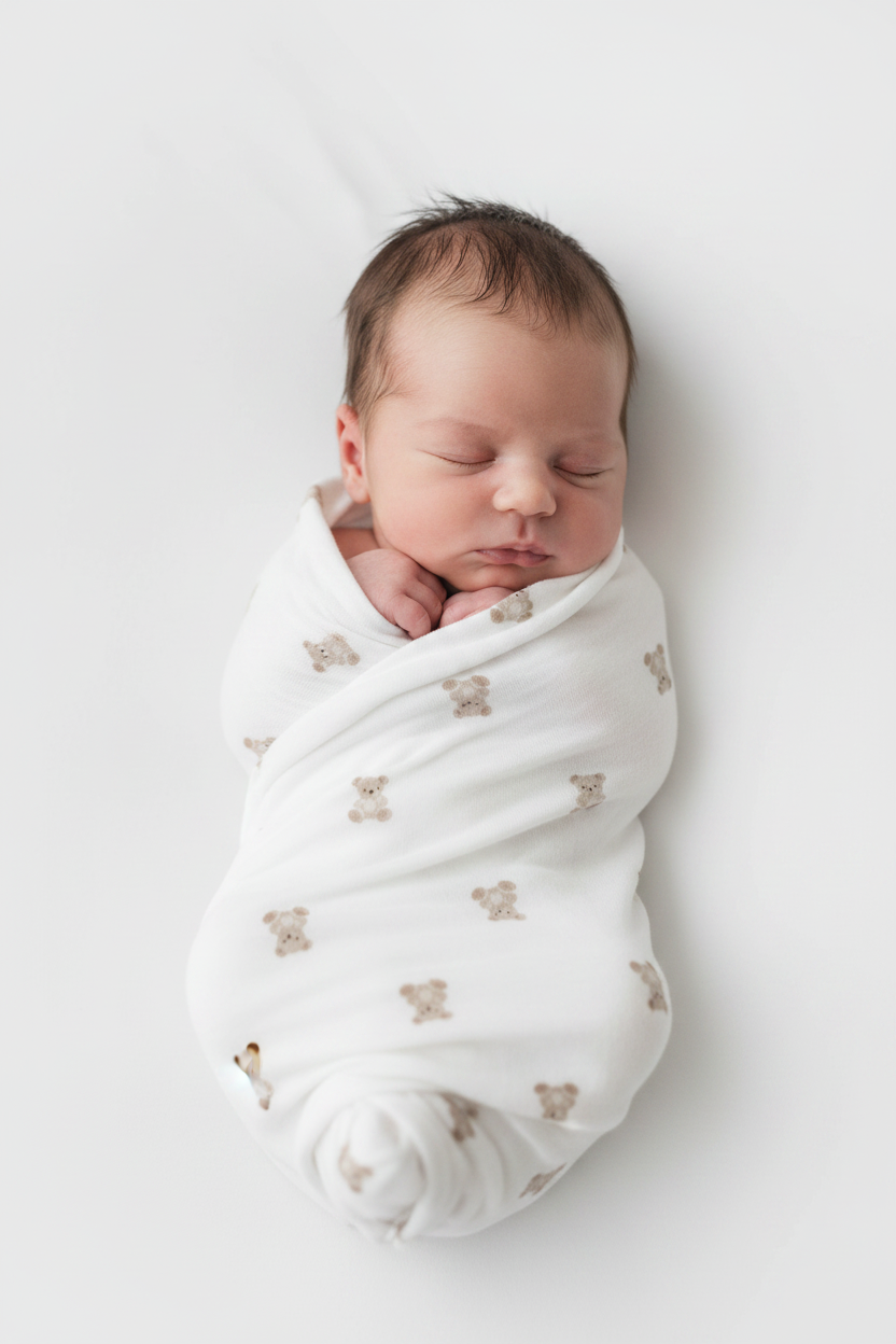 2 pcs sabana de algodon para bebe diseño de oso beige