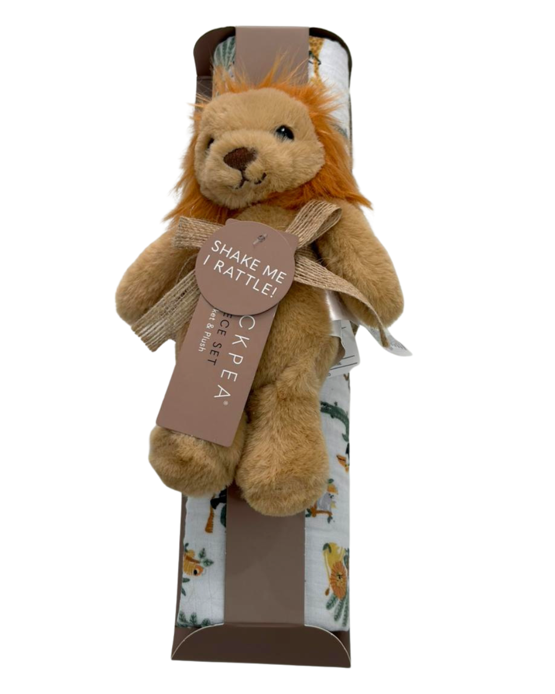2 pcs sábana de gasa con tierno peluche sonajero tigre naranja