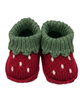 Zapato crochet diseño de fresa rojo con verde para recien nacida