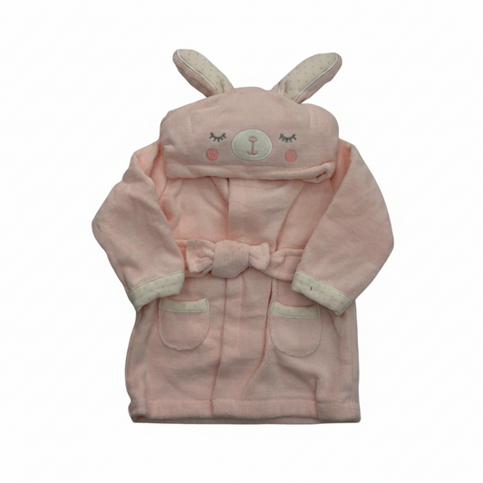 Salida de baño para bebe capucha conejita rosa