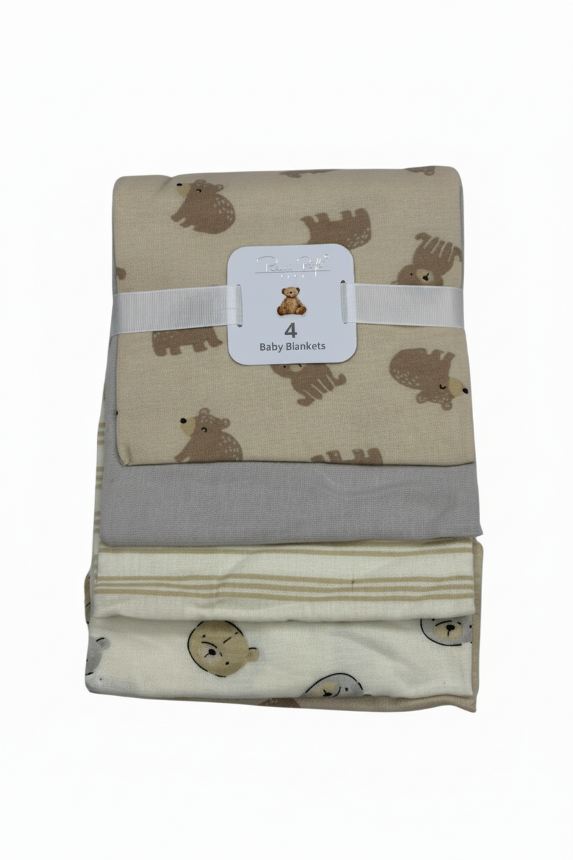 4 pcs sábanas de algodón diseño oso cafe beige ligeras comodas para bebe