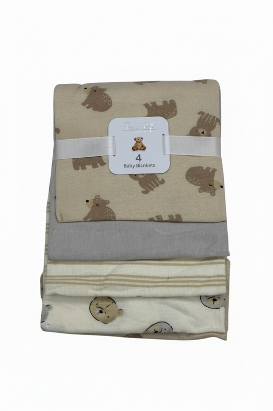 4 pcs sábanas de algodón diseño oso cafe beige ligeras comodas para bebe
