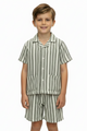 Set 2 pcs short dkny rayas verde olivo para niño