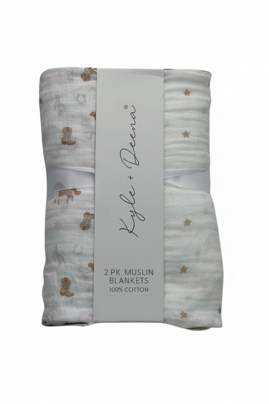 2 pcs sábana de gasa suave con diseño de vota y caballo blanca