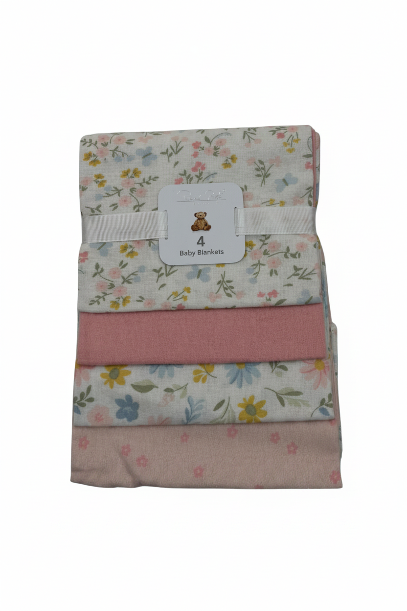4 pcs sábanas de algodón diseño flores y mariposas rosa ligeras comodas para bebe