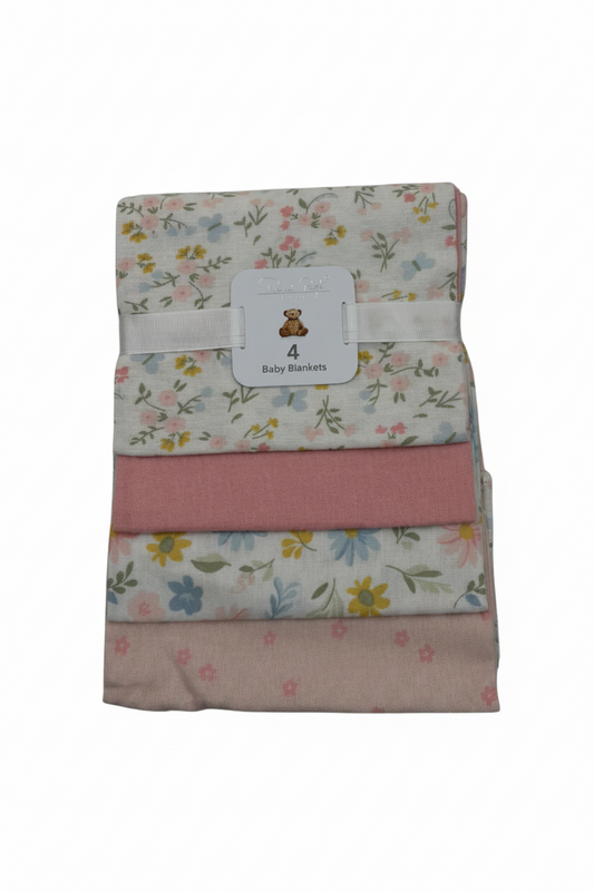 4 pcs sábanas de algodón diseño flores y mariposas rosa ligeras comodas para bebe