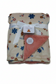 Cobija sencilla afelpada flores azul beige para bebe